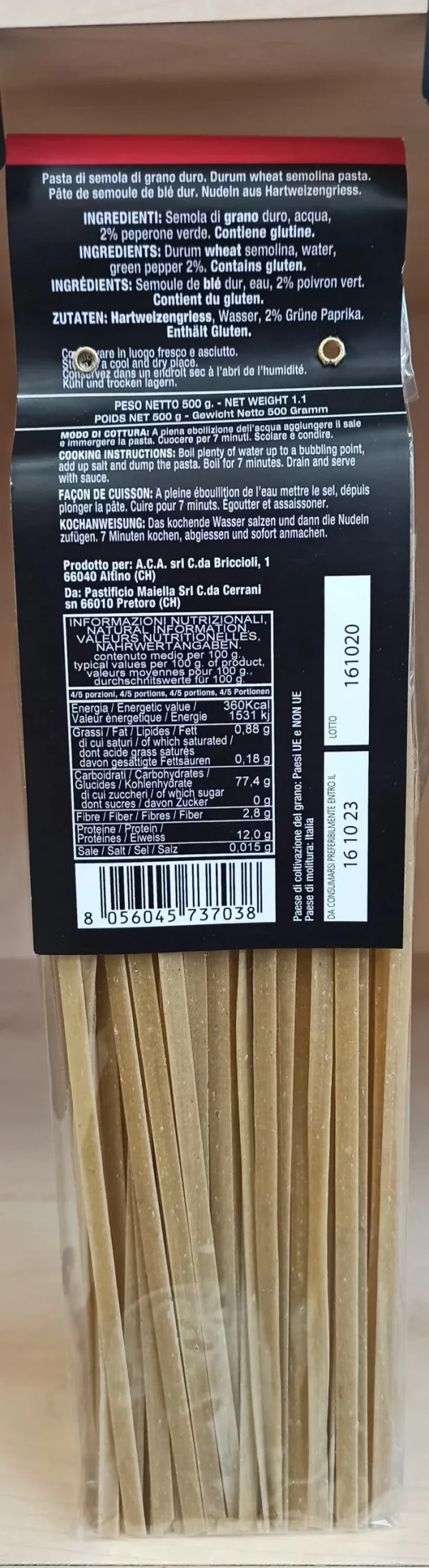 Fettuccine al peperone verde 500 gr // Aca Agrolearia GM - immagine 2