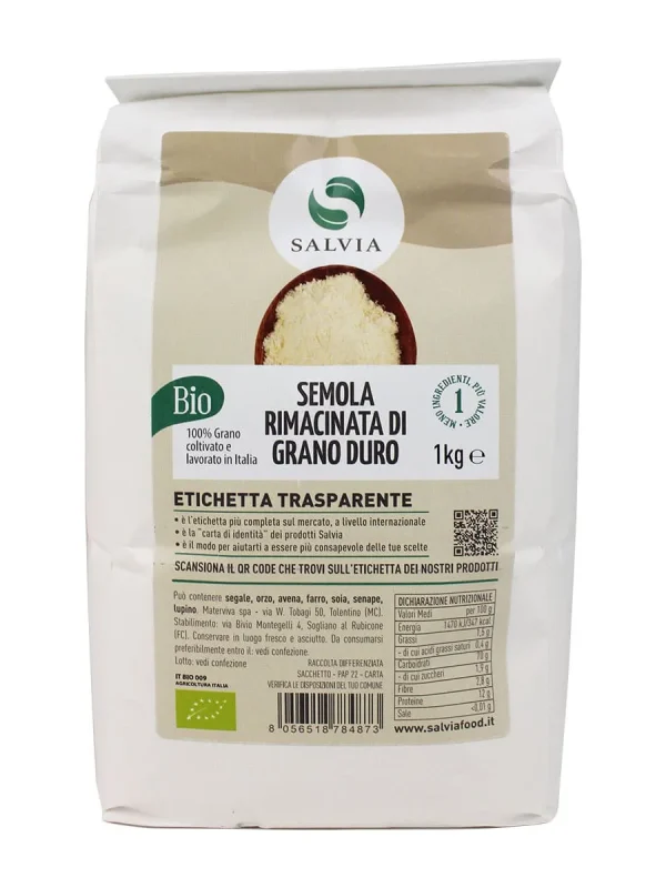 Semola rimacinata di grano duro bio 1kg