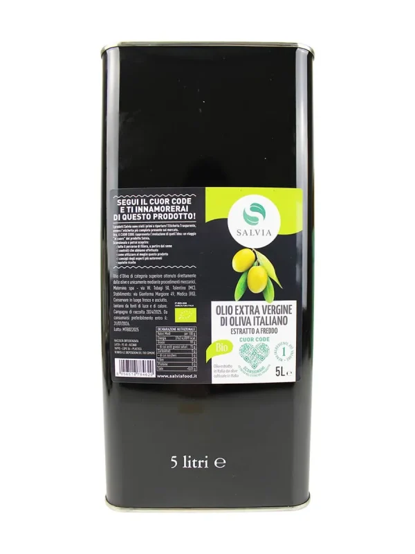Olio extra vergine di oliva bio italiano – 5l in latta