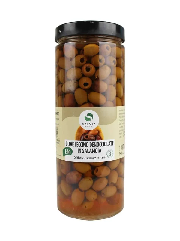 Olive leccino denocciolate in salamoia bio – 480g