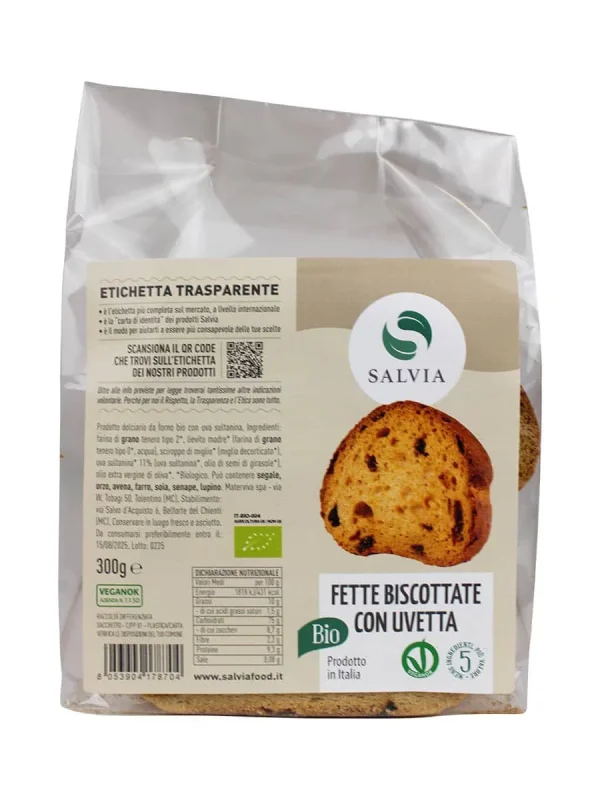 Fette biscottate con uvetta bio – 300g