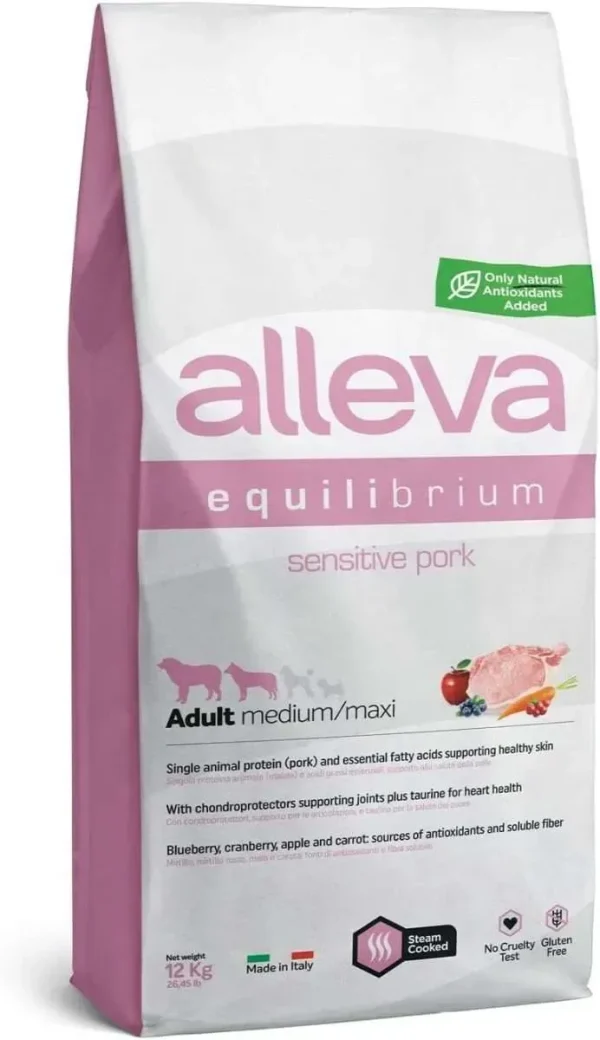 Alleva secco Equilibrium adulti Media / Grande al gusto Maiale kg 12