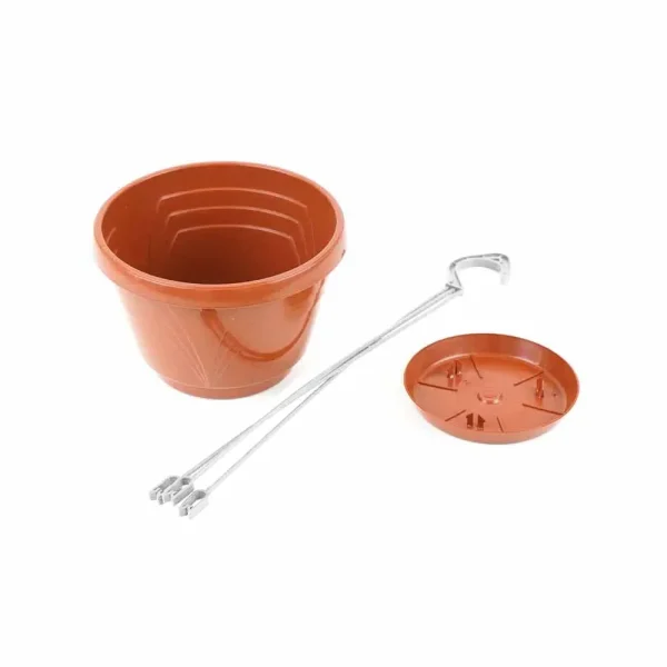 Vaso basket mod. Lavaredo diametro 14cm con gancio e piattino per riserva d’ acqua