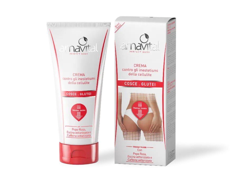 Crema contro gli inestetismi della cellulite specifica per Cosce e Glutei, 200 ml. Amavital