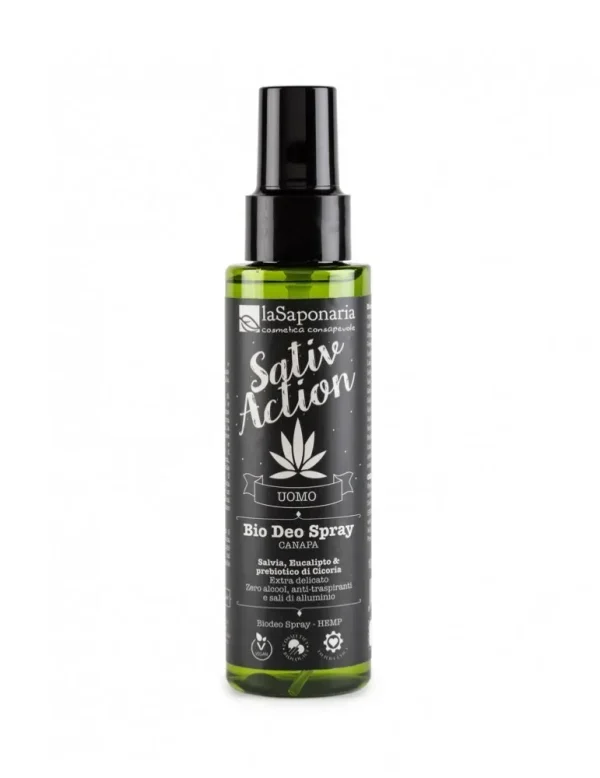 SativAction bio deo spray canapa, 100 ml, con estratti di Canapa Sativa. La Saponaria