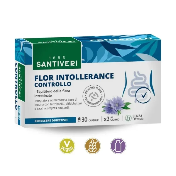 Controllo Flor Intollerace 30 caps, utile per l’equilibrio della flora intestinale. Santiveri