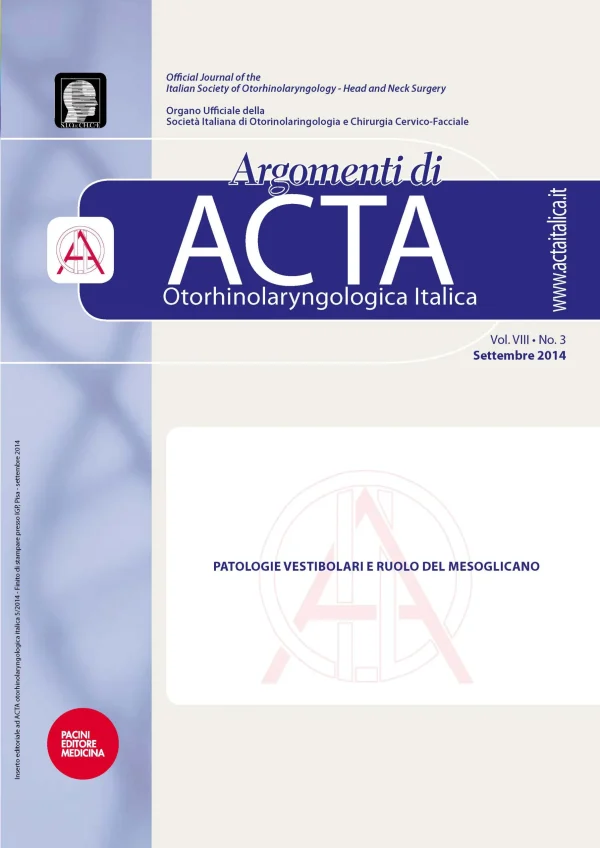 Argomenti di ACTA ORL “Patologie vestibolari e ruolo del mesoglicano”