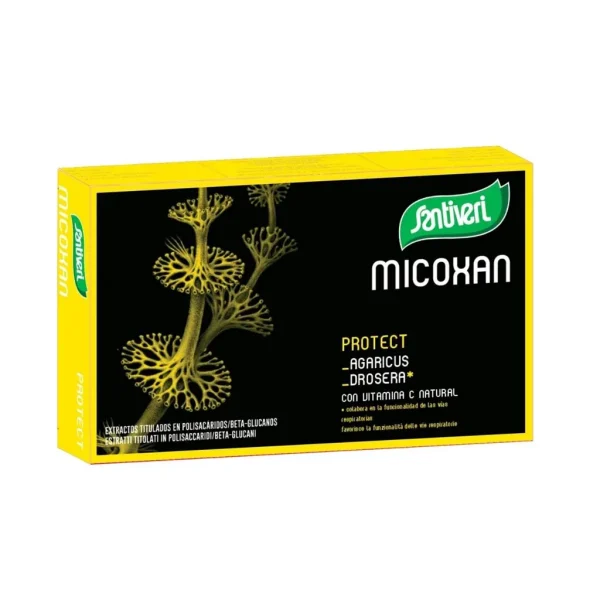 Micoxan Protect 40 caps, utile per le prime vie respiratorie a base di Agaricus. Santiveri
