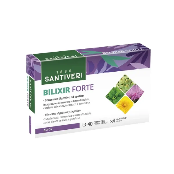 Bilixir 40 compresse, depurativo detox, aiuta a favorire la digestione, Santiveri