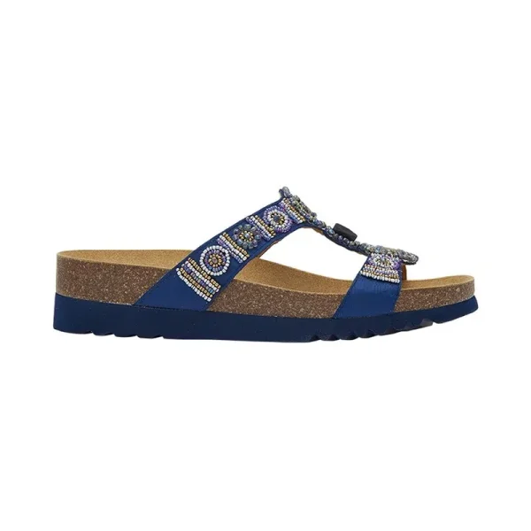 Scholl New Bogota’ Wedge Satin+beads W Navy Blue/multi N. 41