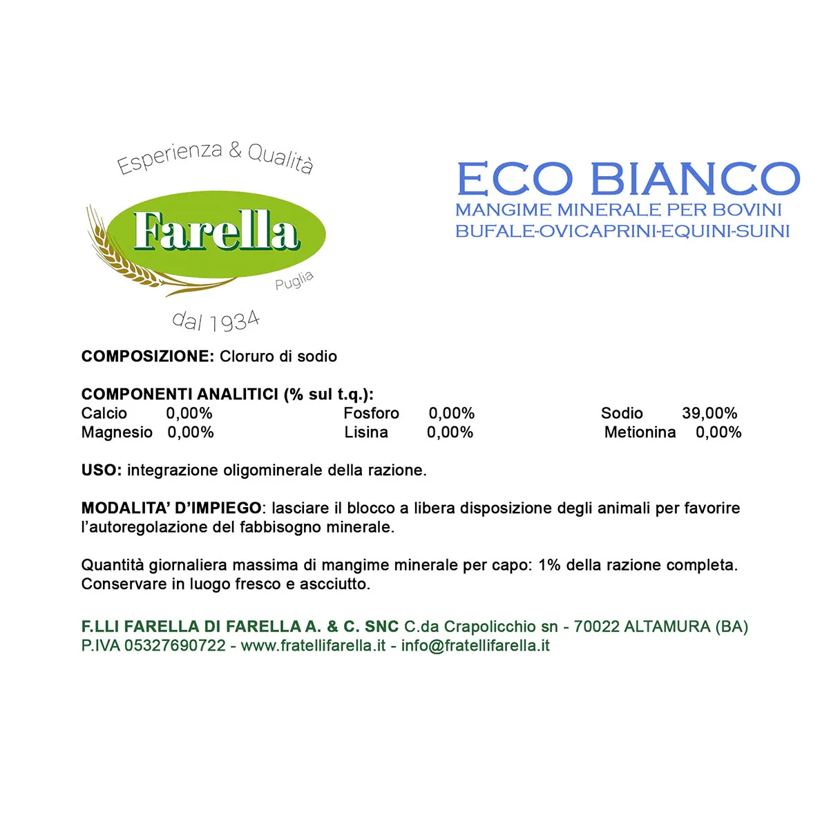 Farella Sale Eco Bianco (5kg, 10kg) Integratore Minerale - immagine 4